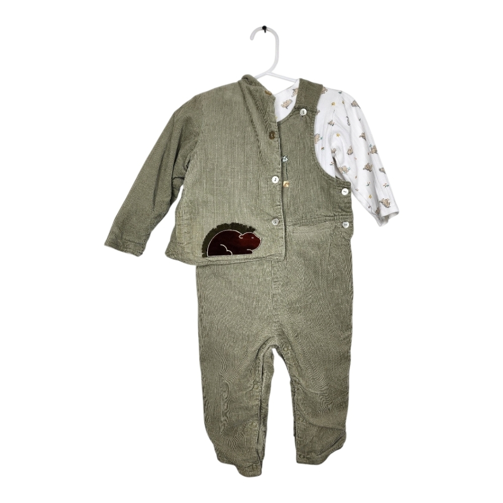 3 Piece Set Harry & Me Corduroy Overalls,  Long Sleeve Shirt Hood Jacket Sz 24M - Picture 3 of 17